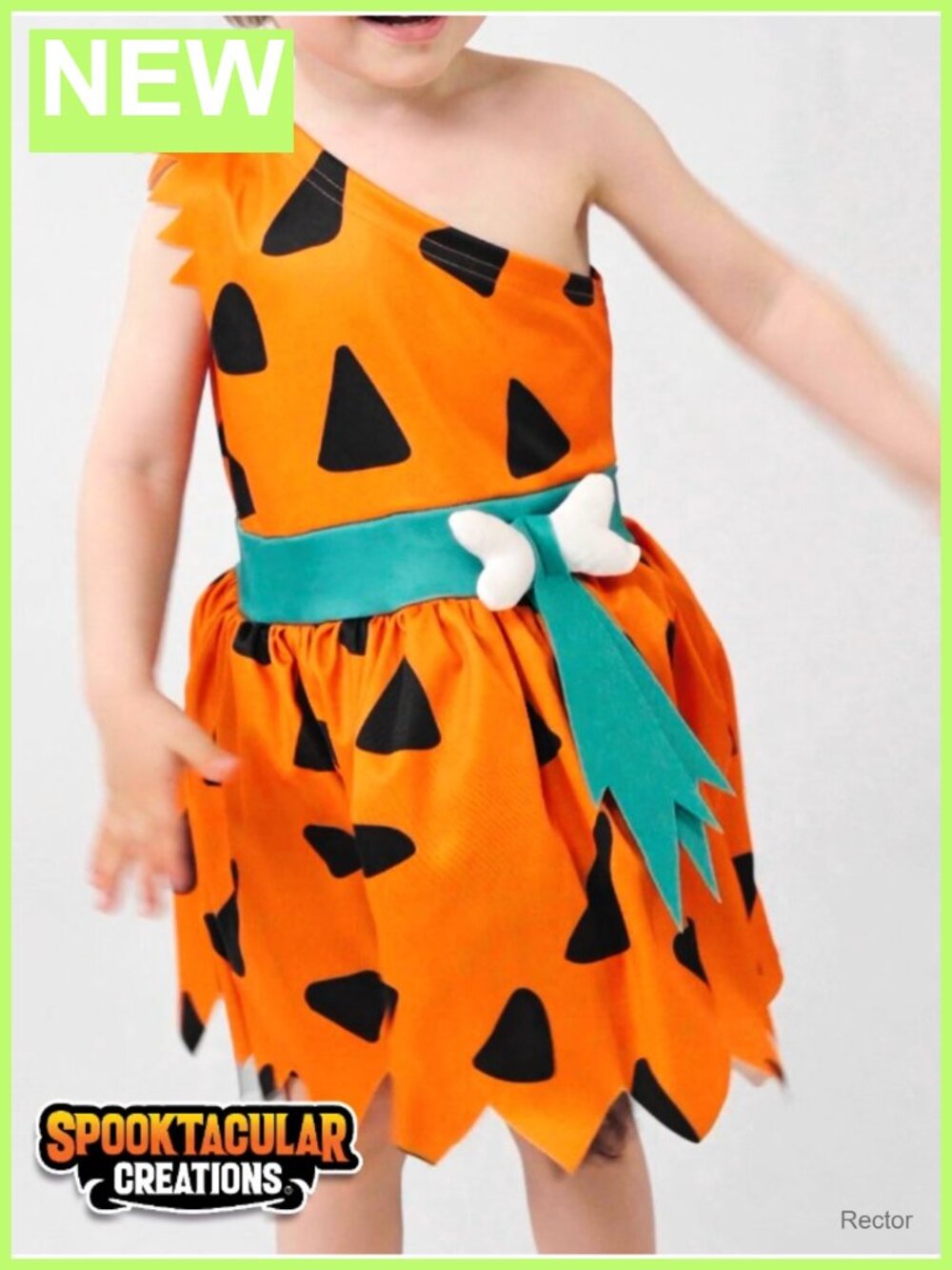 Toddler Halloween Caveman Costume Dress with Headband One-Shoulder - Picture 6 of 6